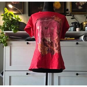 Vintage Red Floral Script Graphic Tee 🌸✨